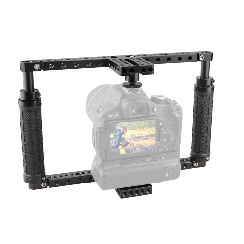 CAMVATE Adjustable Cage with QR Hot Shoe Adapter (Battery Grip)