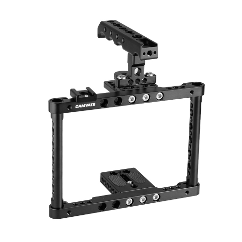 CAMVATE Camera Cage Kit Full Frame With Top Cheese Handle & Double Shoe Mount For Canon 600D 70D 80D