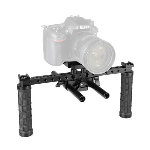 CAMVATE Open-ended Camera Cage Kit With ARCA QR Plate & 15mm LWS Rod System & Rubber Grips