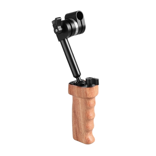 CAMVATE Wooden Handgrip With Built-in Ball Head Connection & 15mm Double Rod Clamp For Camera Cage Kit (Either Side)