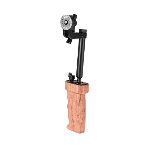 CAMVATE Wooden Handgrip With Ball Head Connection & Rosette Mount Joint For Camcorder Shoulder Rig (Either Side)