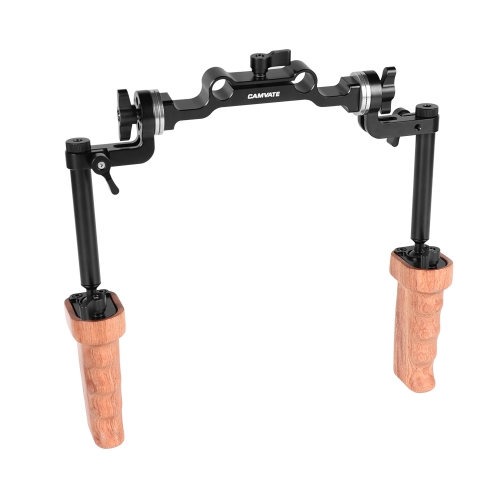 CAMVATE Wooden Handgrip A Pair With Built-in Ball Head Connection & ARRI Rosette Mount Joint