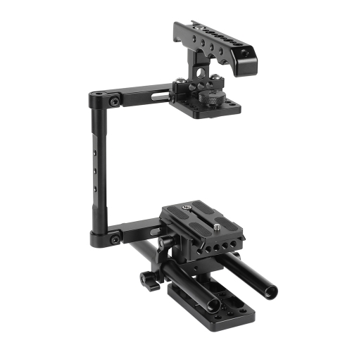 CAMVATE Half Cage Kit With Top Cheese Handle & QR Manfrotto Plate & 15mm Rod Support For DSLR Cameras