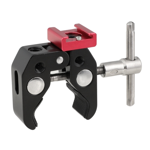 CAMVATE Super Crab Clamp With 1/4" & 3/8" Thread Holes & Red Shoe Mount