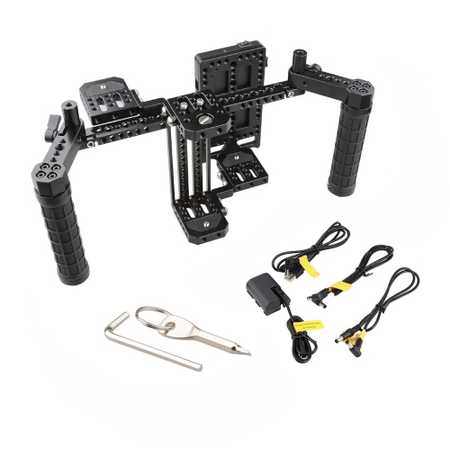 CAMVATE 7" Director's Monitor Cage Rig With V Lock Power Supply Splitter & Dual Handgrip