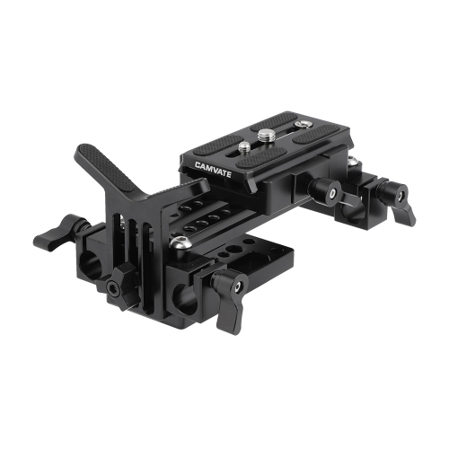 CAMVATE Manfrotto Quick Release Plate Assembly With Double 15mm Rod Clamps & Y Shape Lens Support For DSLR Camera Shoulder Rig