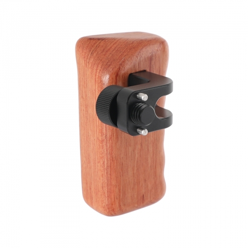 CAMVATE Wooden Hand Grip (Left Side) With 3/8"-16 Thumbscrew Lock Knob & ARRI Locating Pins For DSLR Camera Cage Rig