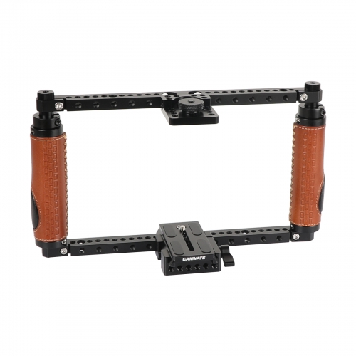 CAMVATE Adjustable Full Frame Cage Rig With Quick Release Manfrotto Baseplate For Large DSLRs & DSLR With Battery Grip