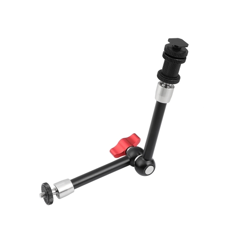 CAMVATE Universal 11" Articulating Magic Arm Stainless Steel Made With Shoe Mount (Red Lock Knob)