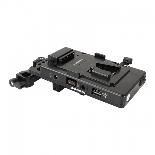 CAMVATE Quick Release V Lock Plate Power Splitter Adapter With Back Plate And 15mm Railblocks