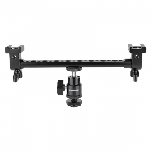CAMVATE T-bar Bracket Arm With Double Cold Shoe Mounts Support & Adjustable 1/4" Ball Head Holder