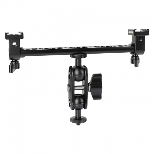 CAMVATE T-bar Bracket Arm With Central Adjustable Ball Head Holder 1/4" Screw Mount & Double-end Cold Shoe Mounts