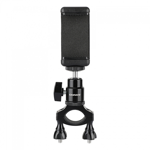 CAMVATE Rod Clamp Mount Holder (18mm -32mm) With Smartphone Clip & Adjustable Ball Head 1/4" Mounting Screw