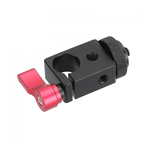 CAMVATE Single Rod Clamp 15mm with 1/4" Mount Screw Adapter (M5 Rotating Knob-Red)