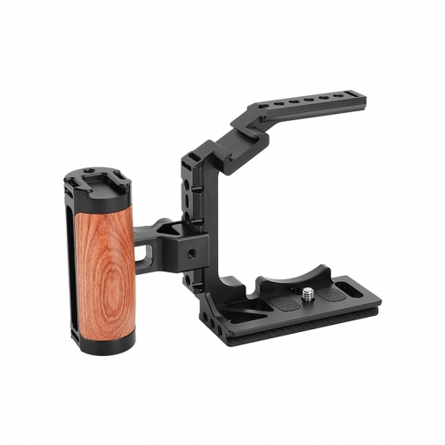 CAMVATE Half Camera Cage with QR Wooden Handgrip for Sony Alpha 7IV A7M4