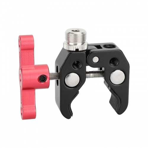 CAMVATE Super Clamp Crab Pliers Clip with 1/4" to 5/8" Convertion Screw (Red T-handle)