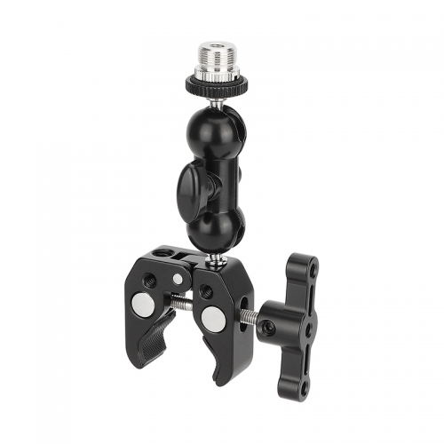 CAMVATE Crab Clamp with 5/8"-27 Screw Double Ball Head Mount (Black T-handle)